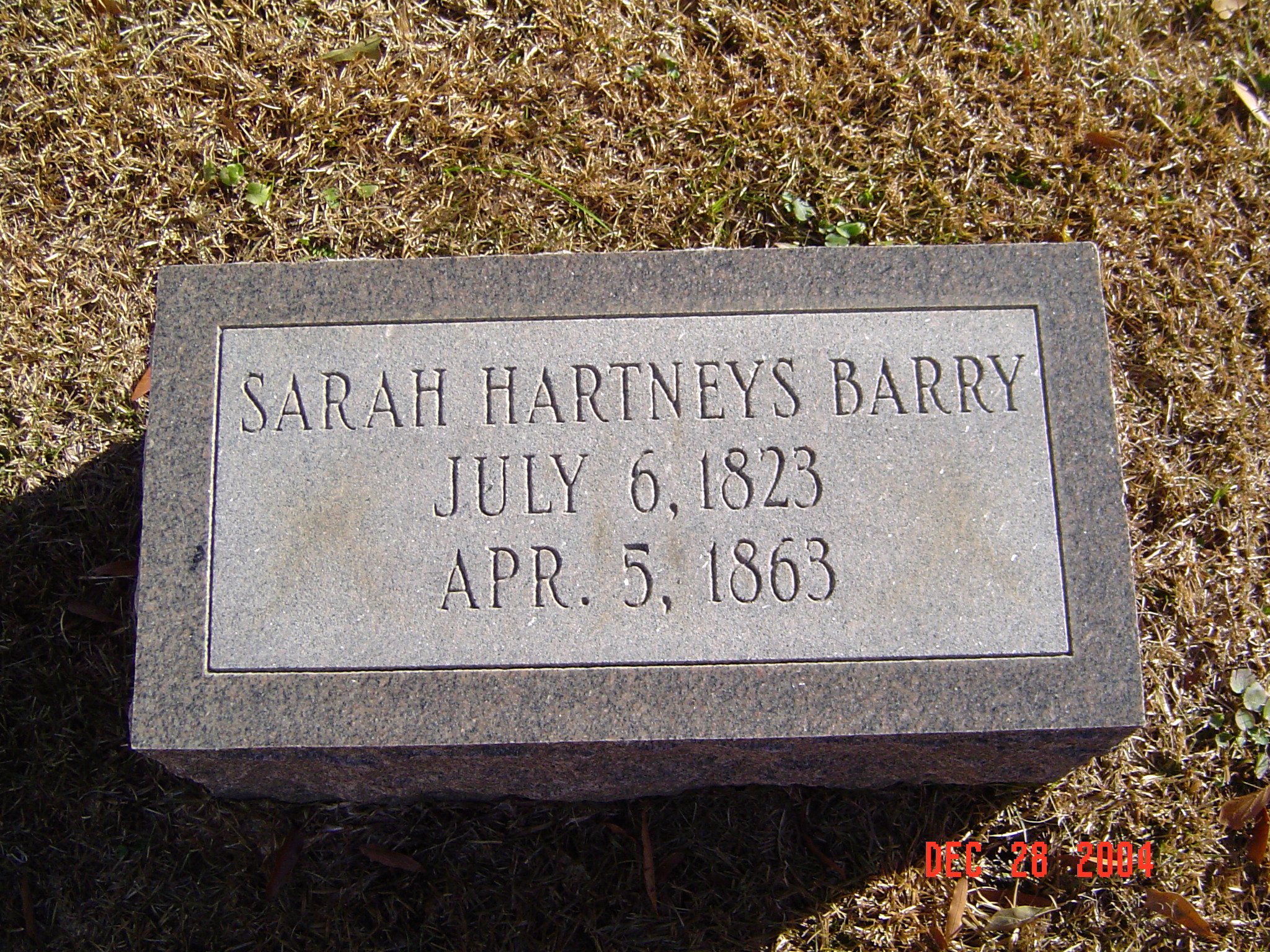 Sarah Hartneys Barry 1823 - 1863