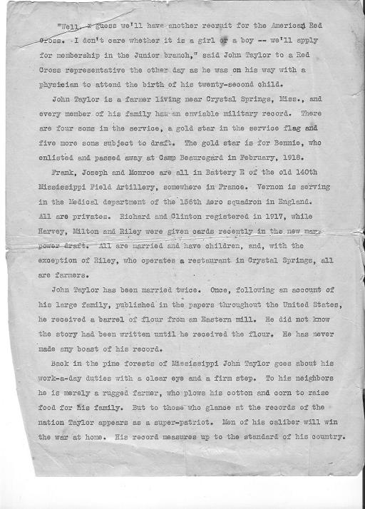Red Cross Letter 1918