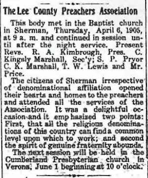Lee County Preachers Association scanned article