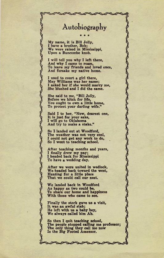 Image of Poem Autobiography of Bill Jolly