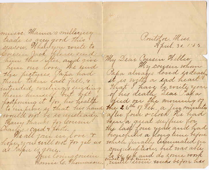 Thomasson letter pages 1 and 4