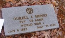 Foot marker of Durrell Henry,  Johnson Cemetery, Pontotoc County, Mississippi