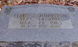 grave marker of Elvie Johnston,  Johnson Cemetery, Pontotoc County, Mississippi